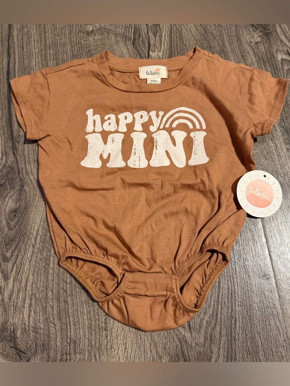 Tulabebe 6-9m Happy Mini Brown Baby Bodysuit